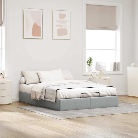 Cadru pat otoman fără saltea Gri deschis 140x200 cm Material
