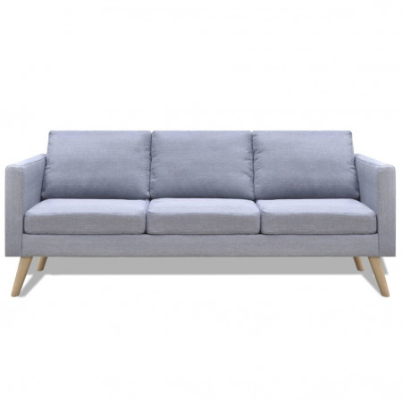 Canapea cu 3 locuri, material textil, gri deschis - Img 1