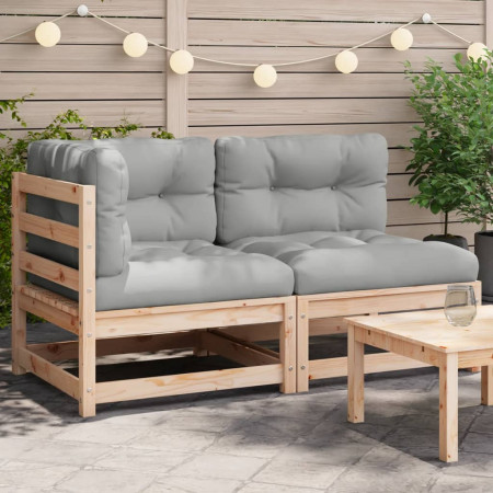 Canapea de grădină cu 2 locuri, cu perne, lemn masiv pin - Img 1