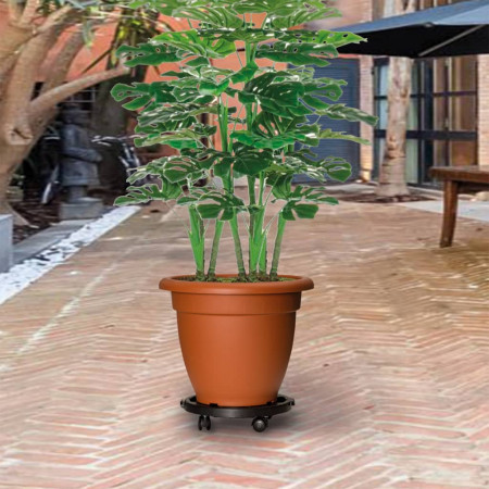 Cărucior pentru plante cu roți, diametru 30 cm, negru, 170 kg - Img 1