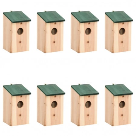 Căsuțe de păsări, 8 buc., 12x12x22 cm, lemn - Img 1