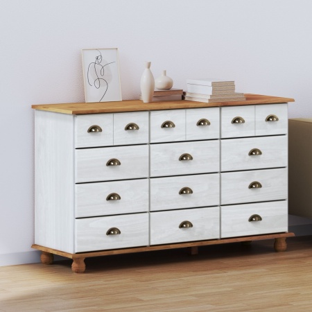 Comodă cu sertare ASKIM Alb 79x40x133.5 cm Lemn masiv Pin