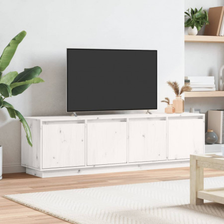 Comodă TV, alb, 156x37x45 cm, lemn masiv de pin