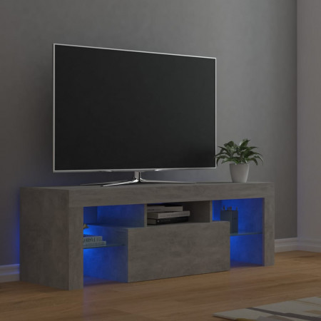 Comodă TV cu lumini LED, gri beton, 120x35x40 cm - Img 1