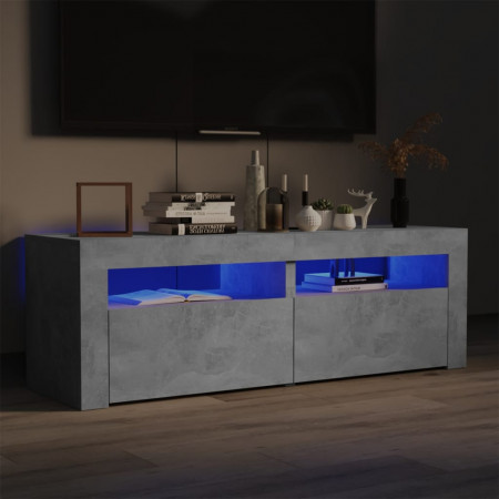 Comodă TV cu lumini LED, gri beton, 120x35x40 cm