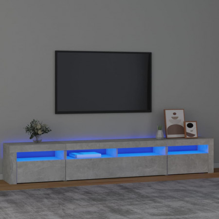 Comodă TV cu lumini LED, gri beton, 240x35x40 cm
