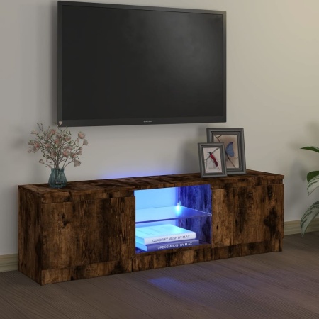 Comodă TV cu lumini LED, stejar fumuriu, 120x30x35,5 cm