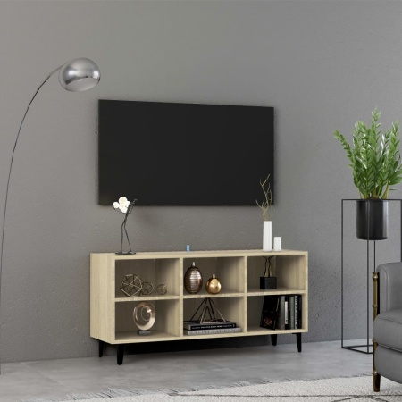 Comodă TV cu picioare metalice, stejar sonoma, 103,5x30x50 cm