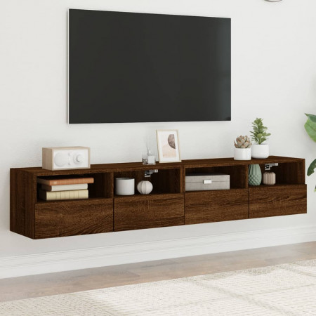 Comodă TV de perete, 2 buc., stejar maro, 80x30x30 cm, lemn