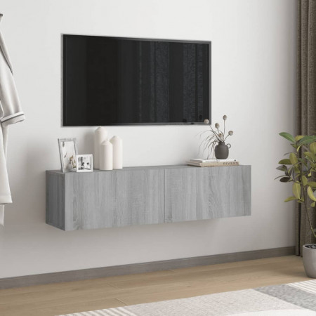 Comodă TV de perete, gri sonoma, 120x30x30 cm, lemn compozit - Img 1