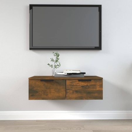 Comodă TV de perete, stejar fumuriu, 68x30x20 cm lemn prelucrat