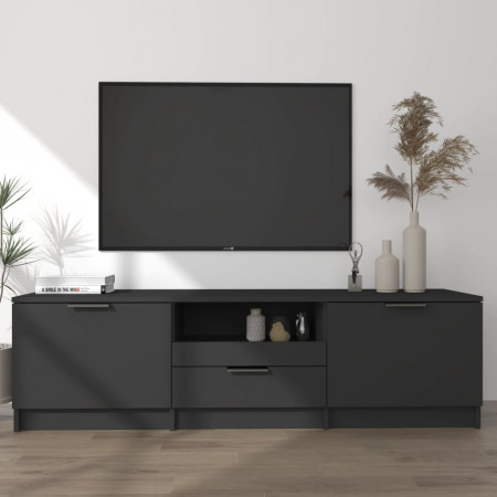 Comodă TV, negru, 140x35x40 cm, lemn prelucrat