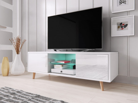 Comoda Tv Sweden White Mat/White High High Gloss