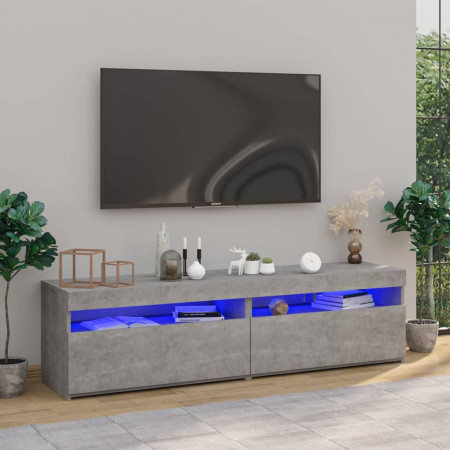Comode TV cu lumini LED, 2 buc., gri beton, 75x35x40 cm