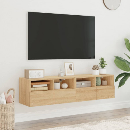 Comode TV de perete, 2 buc., stejar sonoma, 60x30x30 cm, lemn