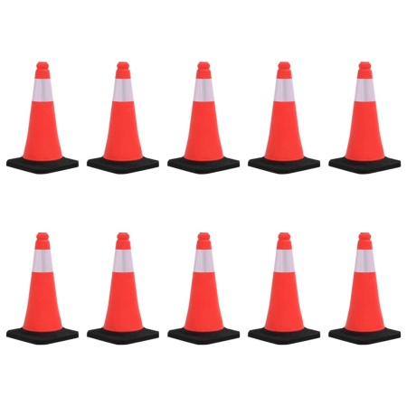 Conuri de trafic reflectorizante cu baze grele, 10 buc., 50 cm