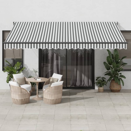 Copertină retractabilă antracit/alb, 4,5x3 m, textil/aluminiu