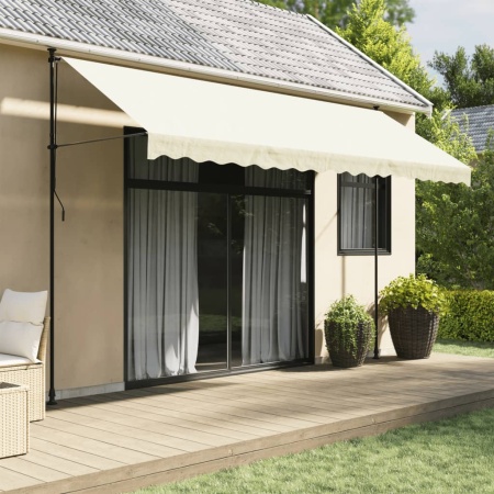 Copertină retractabilă, crem, 400x150 cm, țesătură și oțel