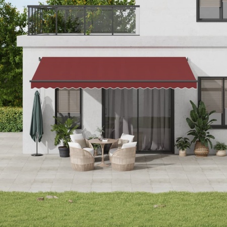 Copertina retractabilă manual cu LED-uri, vișiniu, 500x300 cm