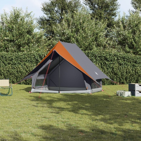 Cort de camping în formă de A pentru 3 persoane, impermeabil, gri și portocaliu