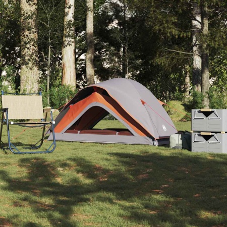 Cort de camping pentru 1 persoană, gri/portocaliu, impermeabil