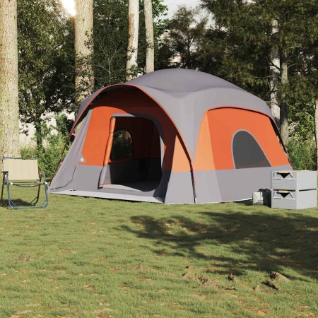 Cort de camping pentru 6 persoane, gri/portocaliu, impermeabil