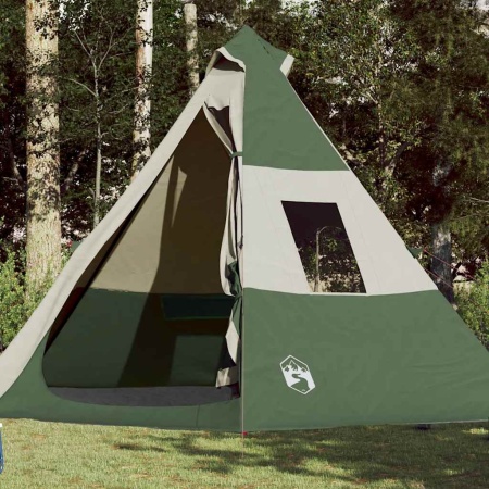 Cort de camping tipi pentru 7 persoane, verde, impermeabil