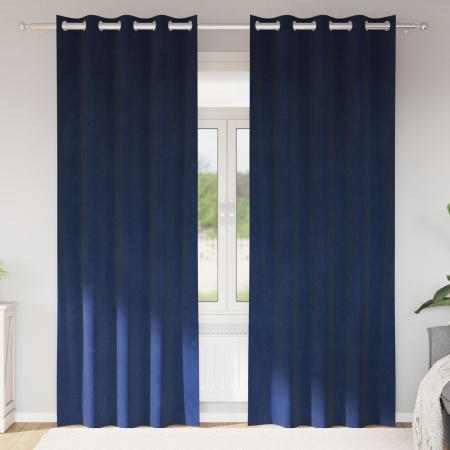 Cortine Blackout cu ochiuri 2 pcs Bleumarin Catifea