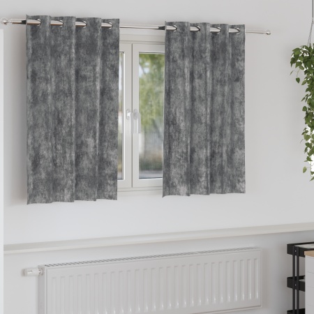 Cortine din Catifea 2 buc. cu Găuri Gri 140x140 cm