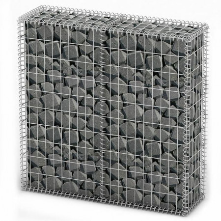 Coș gabion cu capace, sârmă galvanizată, 100 x 100 x 30 cm