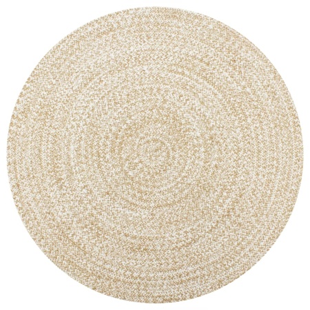 Covor manual, alb și natural, 90 cm, iută
