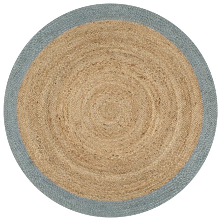 Covor manual cu margine măslinie, 90 cm, iută