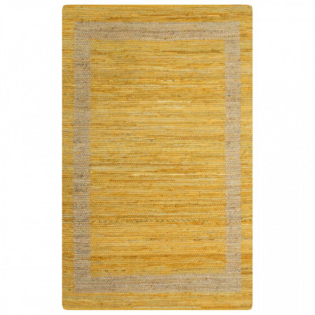 Covor manual, galben, 80 x 160 cm, iută