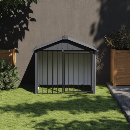 Cușcă câine cu acoperiș, negru, 117x103x102 cm, oțel galvanizat