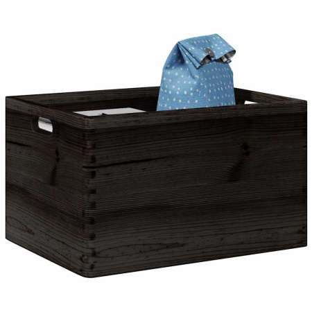 Cutie din lemn cu mânere negru 40x30x23 cm lemn masiv de pin