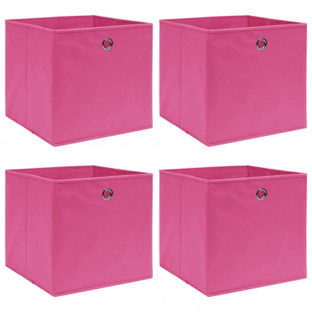 Cutii de depozitare, 4 buc., roz, 32x32x32 cm, textil - Img 1