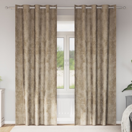 Draperii din catifea 2 buc cu gromete Champagne 245x140 cm