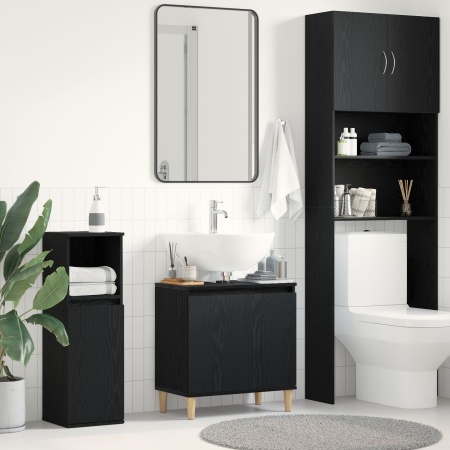 Dulap Chiuvetă Negru Stejar 58x33x60 cm Lemn prelucrat