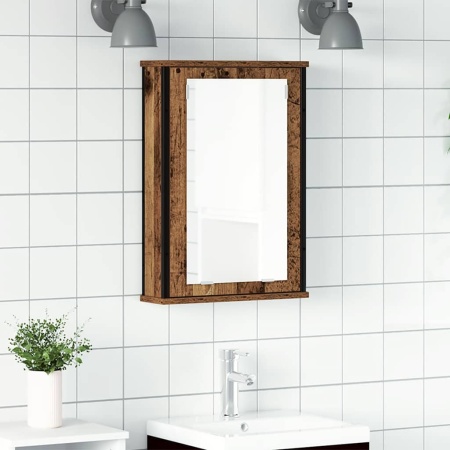 Dulap cu oglindă de baie lemn vechi 42x12x60 cm lemn prelucrat