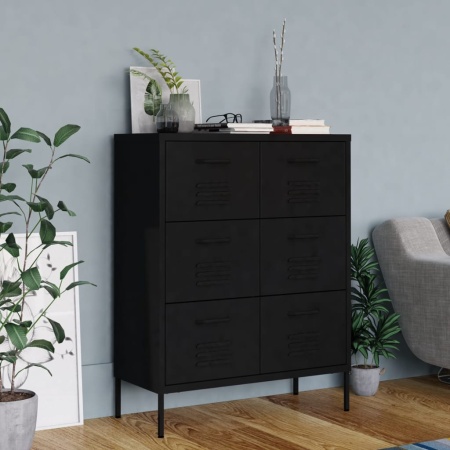 Dulap cu sertare, negru, 80x35x101,5 cm, oțel