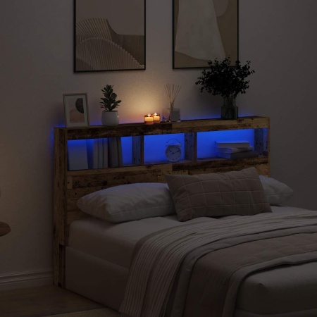 Dulap cu tăblie cu LED Lemn vechi 160x17x102 cm