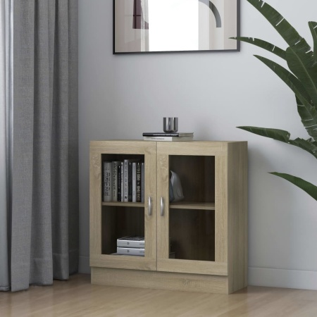 Dulap cu vitrină, stejar sonoma 82,5x30,5x80 cm lemn prelucrat