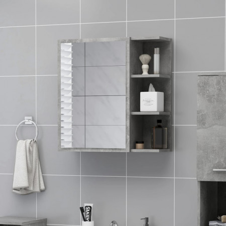 Dulap de baie cu oglindă, gri beton, 62,5 x 20,5 x 64 cm, PAL - Img 1