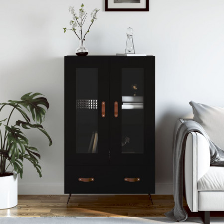 Dulap înalt, negru, 69,5x31x115 cm, lemn prelucrat