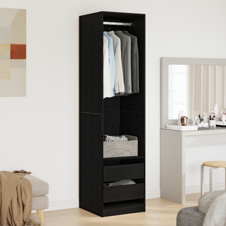 Dulap Negru Stejar 50x50x200 cm din Lemn prelucrat -