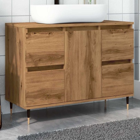 Dulap pentru baie stejar artizanal, 80x33x60 cm, lemn prelucrat