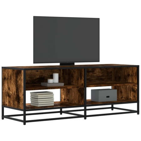 Dulap TV stejar fumuriu, 120,5x40x46 cm lemn prelucrat și metal
