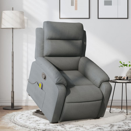 Fotoliu de masaj rabatabil cu ridicare, gri închis, textil