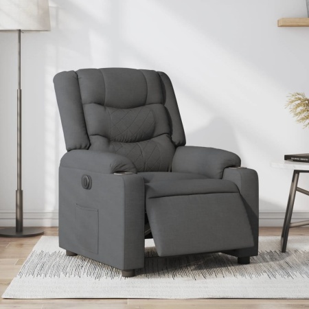 Fotoliu rabatabil electric, gri închis, material textil