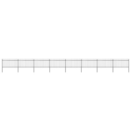 Gard de grădină cu vârf suliță, negru, 13,6 m, oțel - Img 1